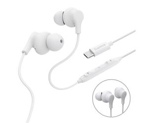 Hama, Auriculares rizados, intrauditivos, micrófono, protección contra torceduras de Cable, USB-C, Color Blanco