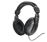 Hama | Auriculares TV con Cable Largo 6 m (Cascos Over-Ear Cerrados, Control de Volumen en Cable, Jack 3,5 mm + Adaptador 6,35 mm, Aislamiento Ruido) Negro