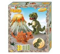 Hama Perlen 3250 Geschenk-Set 3D Dinos mit ca. 2.500 bunten Midi Bügelperlen mit