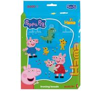 Hama Beads 7976 Peppa Wutz & Sister, Paquete de Regalo pequeño con 2000 Cuentas Midi, Tablero de Clavijas Transparente, Plantilla con Motivos, Papel de Planchar e Instrucciones