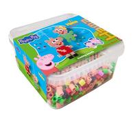 Hama Beads 8755 Peppa Wutz & Sister, Caja de Abalorios Grande con 900 Abalorios, Tablero de Clavijas Transparente, Plantilla con Motivos, Papel de Planchar e Instrucciones