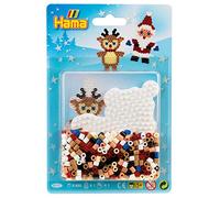 HAMA BEADS Perlen 4117 Juego de Navidad pequeño con aprox. 450 cuentas planchado Midi colores diámetro 5 mm, 2 placas para bolígrafos, incluye papel planchado, diversión creativa