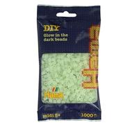 HAMA Bolsa de perlas | Aprox. 1000 cuentas midi fusibles para manualidades y mosaicos | Perlas de fusión para niños creativos 5+ | Juego de arte y decoración | Glow in the dark - green