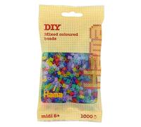 HAMA Bolsa de perlas | Aprox. 1000 cuentas midi fusibles para manualidades y mosaicos | Perlas de fusión para niños creativos 5+ | Juego de arte y decoración | Mix 53