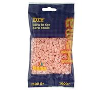 HAMA Bolsa de perlas | Aprox. 1000 cuentas midi fusibles para manualidades y mosaicos | Perlas de fusión para niños creativos 5+ | Juego de arte y decoración | Glow in the dark - red