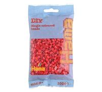 Hama Bolsa de perlas midi 1000 cuentas fusibles para manualidades Rojo neón