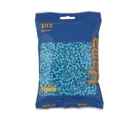 Hama Perlas 201-49 - Bolsa de perlas para planchar con aprox. 3000 cuentas medianas para manualidades con diámetro de 5 mm en color azul celeste, diversión creativa para grandes y pequeños
