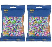 HAMA Bolsa de perlas | Aprox. 3000 cuentas midi fusibles para manualidades y mosaicos | Perlas de fusión para niños creativos 5+ | Juego de arte y decoración | mix 50 (Paquete de 2)