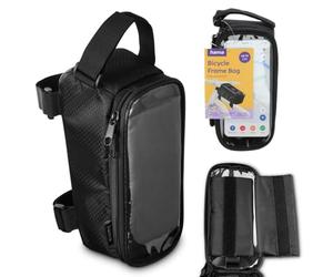 Hama Bolsa para Cuadro de Bicicleta con Compartimento para teléfono móvil, Color Negro