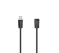 Hama | Cable alargador USB 3.0 (Cable extensión tipo A Macho a Hembra, 1,5 metros, alta velocidad 5Gbps para impresora, ratón, teclado, hub, ordenador y otros) Color Negro