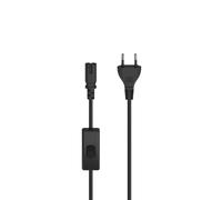 Hama | Cable de Alimentación con Enchufe Euro y Conector C7 (Figura 8) | Cable de 2 m con Interruptor de Encendido/Apagado | Ideal para Radios y Dispositivos de Audio | Color Negro