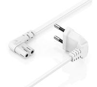 Hama - Cable de alimentación (conector europeo a conector doble, 90º en ambos lados, 5 m), color blanco