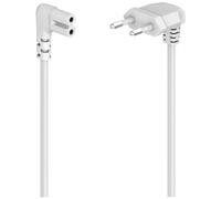 Hama | Cable de Alimentación de 1.5 m con Enchufes Angulares | Cable de Corriente de Doble Ranura Euroconector C7 | para TV, Radio y PlayStation | Color Blanco