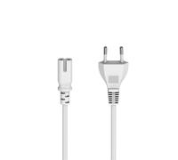 Hama | Cable de Alimentación de 5 m con Euroconector | Cable de Corriente de 2 Pines C7 | para TV, Radio y Consolas | Color Blanco