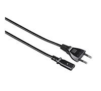 Hama Cable de alimentación (Euro de 2 Polos de 2,5 m, Recto, Enchufe de alimentación Doble Euro 8 con Contacto de protección de Tierra), Color Negro