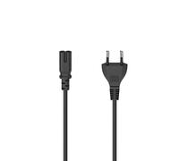 Hama Cable de Alimentación Europlug a C7 - 2 Pines, Longitud 2,5 m, Conector de 8 en Forma de 8, para Radios, Consolas, Portátiles, Negro