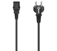 Hama | Cable de Alimentación Europeo 3 Pines 1,5 m Resistente | Cable de corriente con enchufe europeo de 3 pines y protección contra dobleces para mayor durabilidad, Negro
