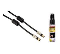 Hama Cable de Antena 1,5m 100db + TV Limpiador Conector Coaxial Acoplador LCD