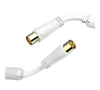 Hama | Cable de antena de 1.5 metros, 100dB (Cable de antena coaxial macho a hembra, chapado en oro, largo 1,5 metros) Blanco