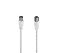 Hama - Cable de antena de televisión (cable de televisión coaxial macho - coaxial hembra, 85 db, 1,5 m, conexión de un televisor a un conector de pared o a un decodificador), color blanco