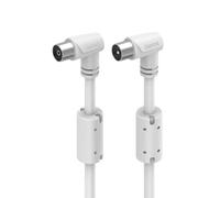Hama | Cable de antena M-H 90º(Cable de 1,5m, Ideal para TV por Cable, triple blindaje, Enchufe coaxial, 90dB, conector de ángulo recto) Color blanco