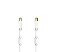 Hama | Cable de Antena TV Coaxial 100 dB M-H 0,75 m Ferrita | Triple blindaje, filtro de ferrita y protección antipliegues para una señal de TV estable y sin interferencias, Blanco