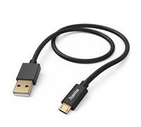Hama Cable de carga Fabric, USB-A - Micro-USB, nailon negro 1,5m