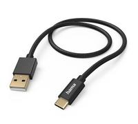 Hama Cable de carga Fabric, USB-A - USB-C, nailon negro 1,5m