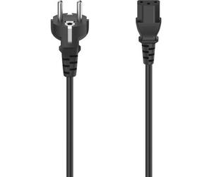 Hama Cable de red, clavija de contacto de puesta a tierra - Cable de aparato frío de 3 polos, negro 1,5 m