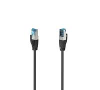 Hama | Cable de red RJ45 (Cable Ethernet, PIMF CAT6a, transmite hasta 10 Gigabits por segundo, adecuado para switches, routers, módems con entrada RJ45, 1,5 m) Color Negro