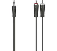 Hama | Cable Jack 3,5 mm a 2 RCA Macho Estéreo 1,5 m | Ideal para conectar móviles, tablets o reproductores MP3 a amplificadores y equipos HiFi, Negro