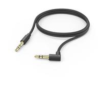 Hama Cable auxiliar de 3,5 mm a conector jack de 3,5 mm, conector acodado de 90°, 1 m, color negro