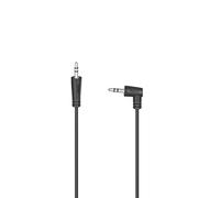 Hama | Cable Jack 3,5 mm Macho a Macho 90° 1,5 m Auxiliar | Conector en ángulo de 90° para evitar dobleces, ideal para móviles, tablets, MP3 y equipos de audio, Negro