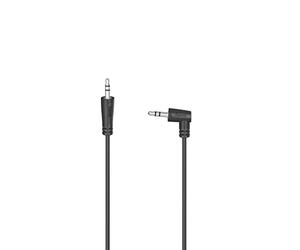 Hama | Cable Jack 3,5 mm Macho a Macho 90° 1,5 m Auxiliar | Conector en ángulo de 90° para evitar dobleces, ideal para móviles, tablets, MP3 y equipos de audio, Negro