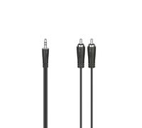 Hama | Cable Jack 3,5mm a 2 RCA (Cable cinch de conector Minijack Audio Estéreo, Cable para Hifi Sonido, PC amplifaicador, Altavoz, Tablet, 3 metros) Color negro