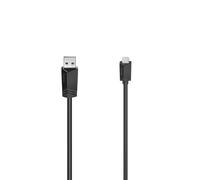 Hama Cable USB 2.0 USB A - MICRO USB B para transferencia de datos digitales, señales y alimentación (480 Mbps, 3A, pantalla doble, 1,5 m) negro
