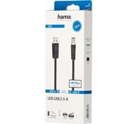 Hama | Cable USB A - USB B, 2.0 (Cable USB, USB 2.0, 480 MBs, 1,5 m) Negro