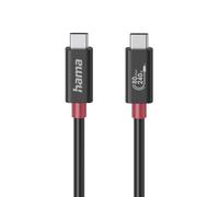 Hama | Cable USB-C Alta Velocidad (USB4 Gen4, 80 Gbit/s, 5 A, 240 W, E-Marker, Carga rápida, Doble blindaje, 1 m) Color Negro