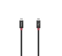 Hama | Cable USB C de 1 metro (Transferencia de datos de hasta 40 Gbit/s, Doble blindaje, Delgado y compacto, Protección optimizada contra torceduras) Color Negro y Rojo