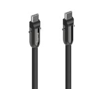 Hama - Cable USB-C y correa para el cuello, 1,2 m, solución 2 en 1, cable de carga y transferencia rápida, con llavero de metal con mosquetón de 60 W, color negro