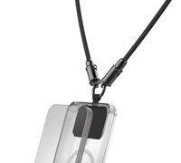 Hama - Cable USB-C y correa para el cuello, 1,2 m, solución 2 en 1, cable de carga y transferencia rápida, con llavero de metal con mosquetón de 60 W, color negro