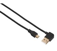 Hama Cable de Carga USB (Conector USB-A, 90°, Conector microUSB, 0,5 m), Color Negro