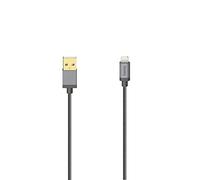 Hama Cable USB para iPhone/iPad (Connect. Lightning, USB 2.0, metal, 0,75 m), color plateado