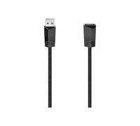 Hama | Cable alargador USB-A 2.0 1,5 m 480 Mbit/s | Extensión USB tipo A macho a hembra con doble blindaje para conectar periféricos con total fiabilidad, Negro