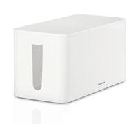 HAMA | Caja de Cables Mini (Caja de Cables para regleta, fácil gestión de Cables, para Oficina, Escritorio, hogar, Almacenamiento de Cargadores, Discos Duros, etc., con Patas de Goma), Color Blanco
