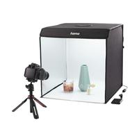 Hama Mini estudio fotogrÃ¡fico mÃ³vil ToGo, caja fotogrÃ¡fica plegable con anillo de luz LED, 50x50cm