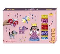 HAMA Caja de regalo gigante Maxi | Aprox. 900 perlas, 3 placas transparentes, hoja de diseño impresa a color, instrucciones y papel de planchado | Manualidades creativas