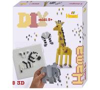 Hama Caja de regalo - Safari 3D | Aprox. 2.500 cuentas fusibles, 1 tablero cuadrado grande, hoja de diseño impreso, instrucciones y papel de planchado | Decoración de mosaico artes y manualidades para