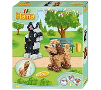 Hama - Caja para perros y gatos 3D, 2500 perlas y 1 placa - Perlas para planchar tamaño mediano, para manualidades 3253, color verde, marrón y negro