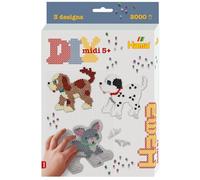 Hama - Caja Perro y Gato - 2000 Cuentas y 2 Platos - Cuentas para Planchar Tamaño Midi - Actividades Creativas